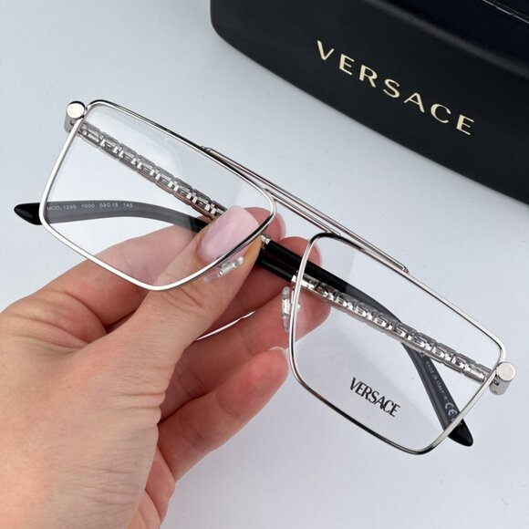 Versace VE1295 1000 BRAND NEW Eyeglasses Silver Demo Pilot Unisex - Picture 1 of 10